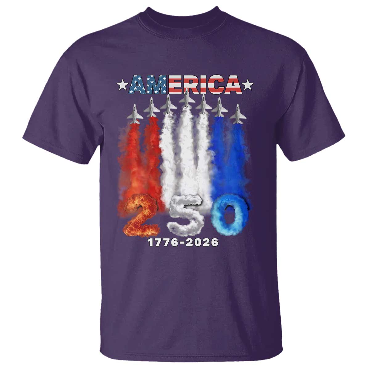 Patriotic Fighter Jets T Shirt USA 250 Years Of Freedom TS12 Purple Print Your Wear