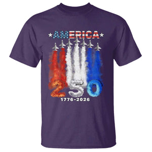 Patriotic Fighter Jets T Shirt USA 250 Years Of Freedom TS12 Purple Print Your Wear