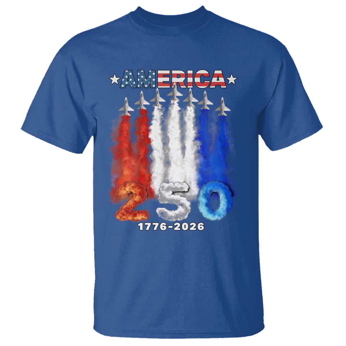 Patriotic Fighter Jets T Shirt USA 250 Years Of Freedom TS12 Royal Blue Print Your Wear