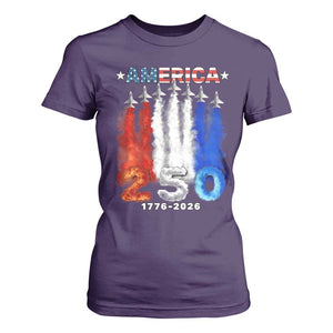 Patriotic Fighter Jets T Shirt For Women USA 250 Years Of Freedom TS12 Purple Print Your Wear