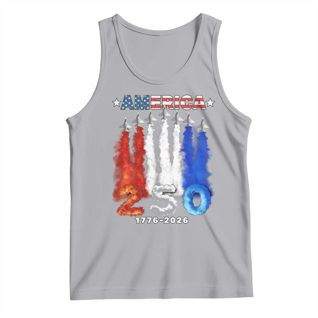 Patriotic Fighter Jets Tank Top USA 250 Years Of Freedom TS12 Athletic Heather Print Your Wear