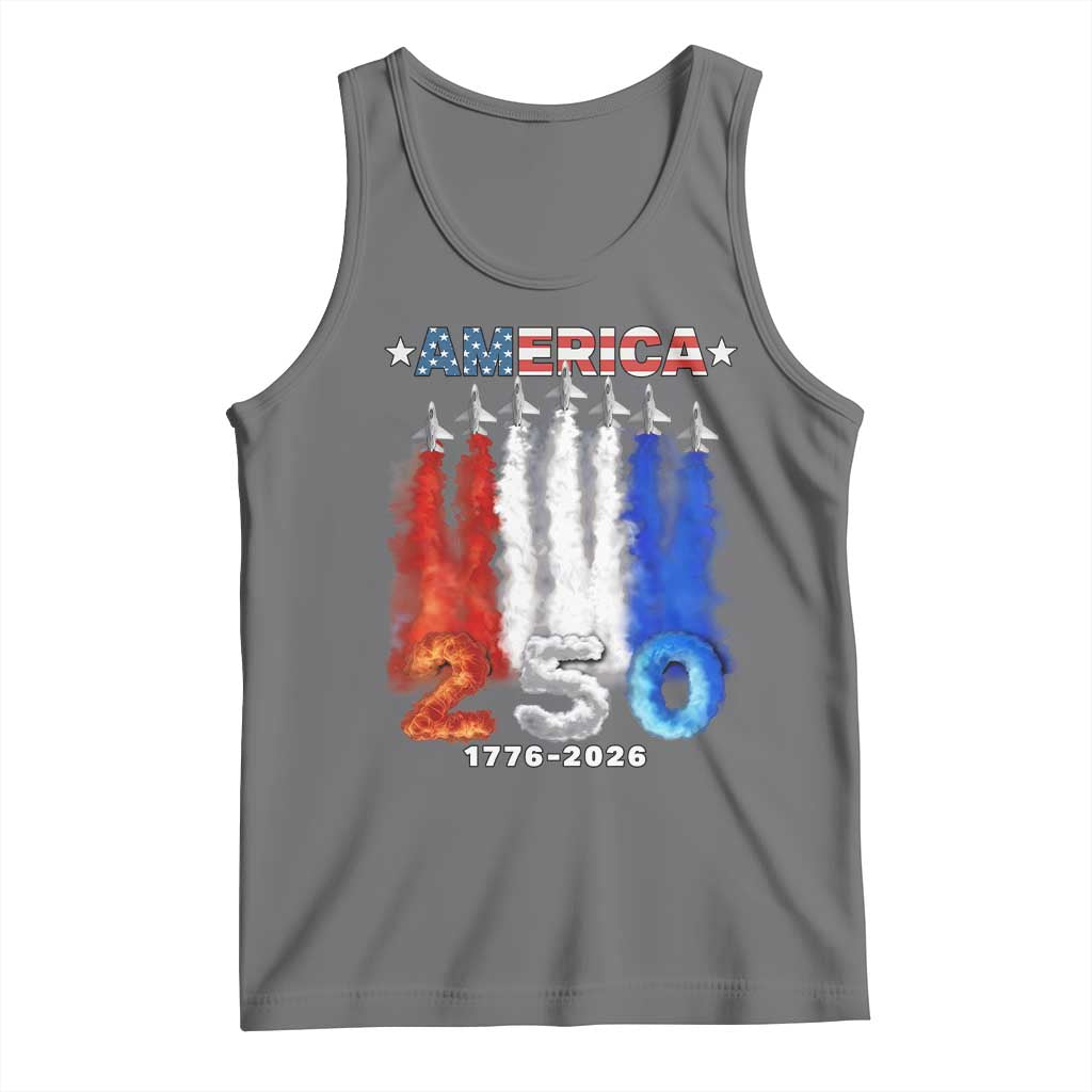 Patriotic Fighter Jets Tank Top USA 250 Years Of Freedom TS12 Black Heather Print Your Wear
