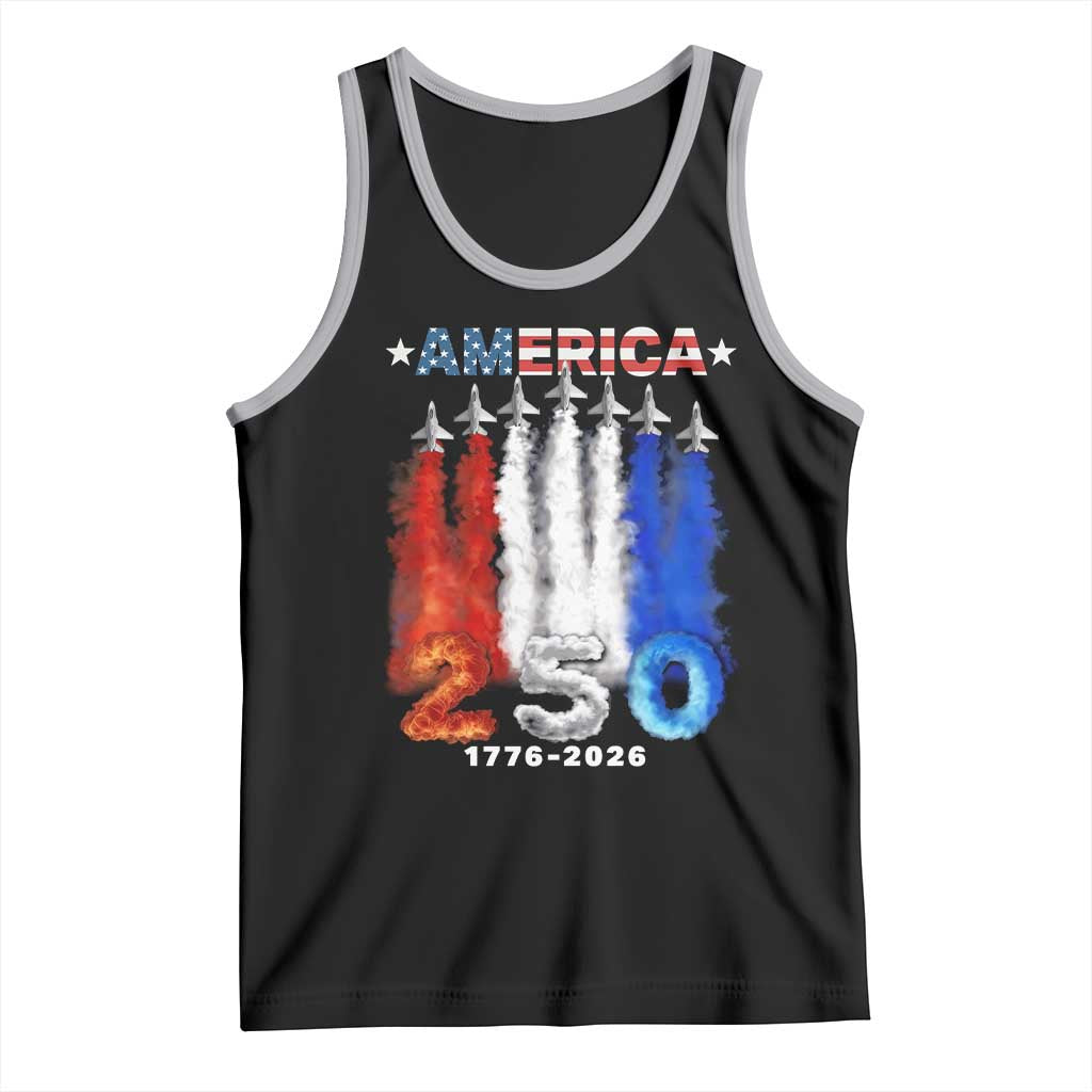 Patriotic Fighter Jets Tank Top USA 250 Years Of Freedom TS12 Black Athletic Heather Print Your Wear