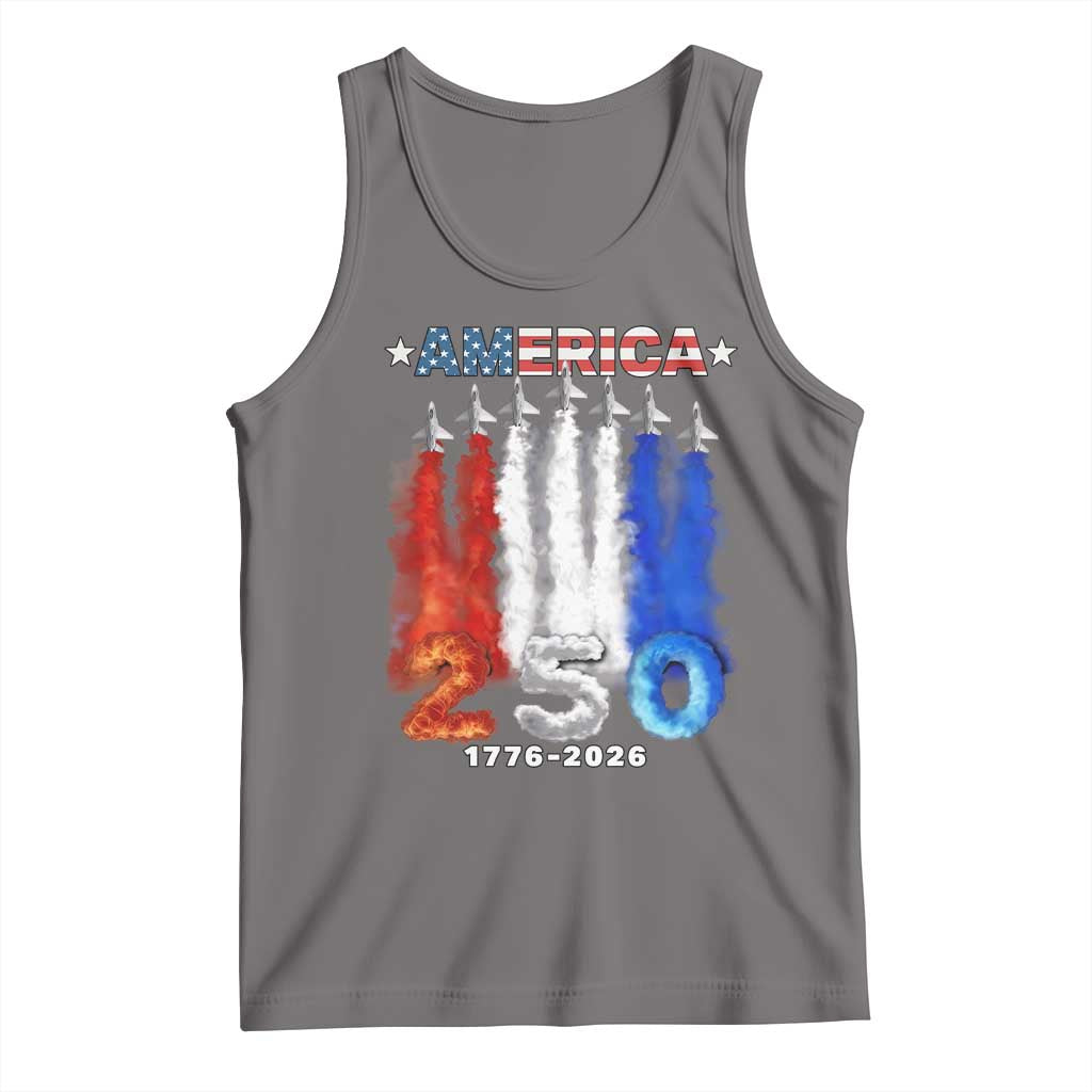 Patriotic Fighter Jets Tank Top USA 250 Years Of Freedom TS12 Deep Heather Print Your Wear