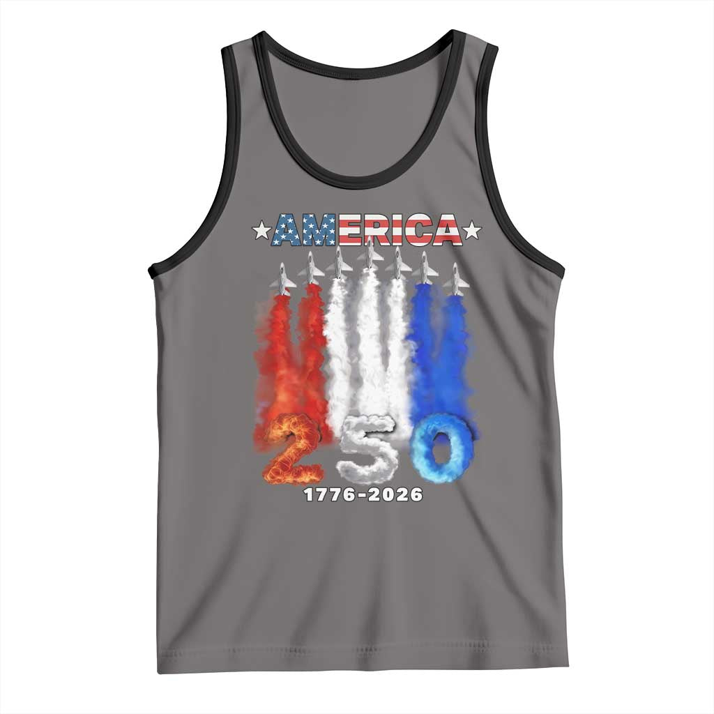 Patriotic Fighter Jets Tank Top USA 250 Years Of Freedom TS12 Deep Heather Black Print Your Wear