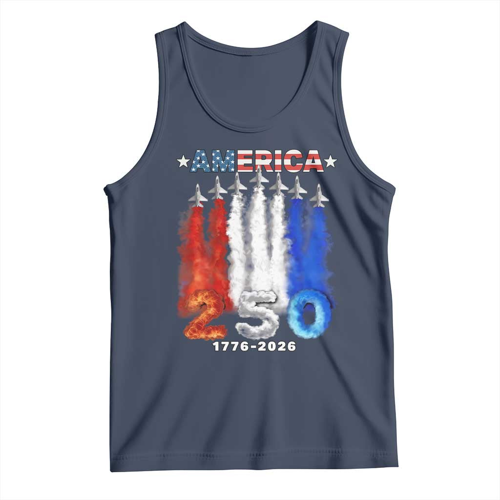 Patriotic Fighter Jets Tank Top USA 250 Years Of Freedom TS12 Navy Print Your Wear