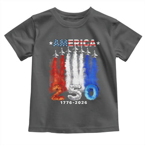 Patriotic Fighter Jets Toddler T Shirt USA 250 Years Of Freedom TS12 Dark Heather Print Your Wear