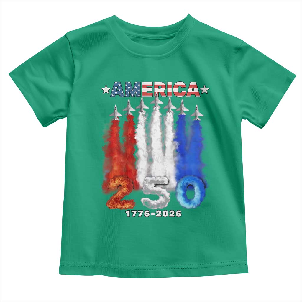 Patriotic Fighter Jets Toddler T Shirt USA 250 Years Of Freedom TS12 Irish Green Print Your Wear