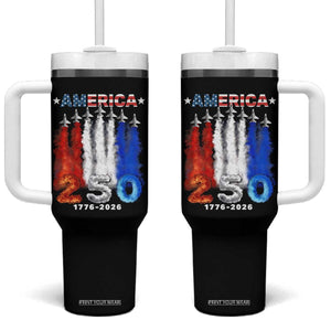 Patriotic Fighter Jets Tumbler With Handle USA 250 Years Of Freedom TS12 One Size: 40 oz Black Print Your Wear