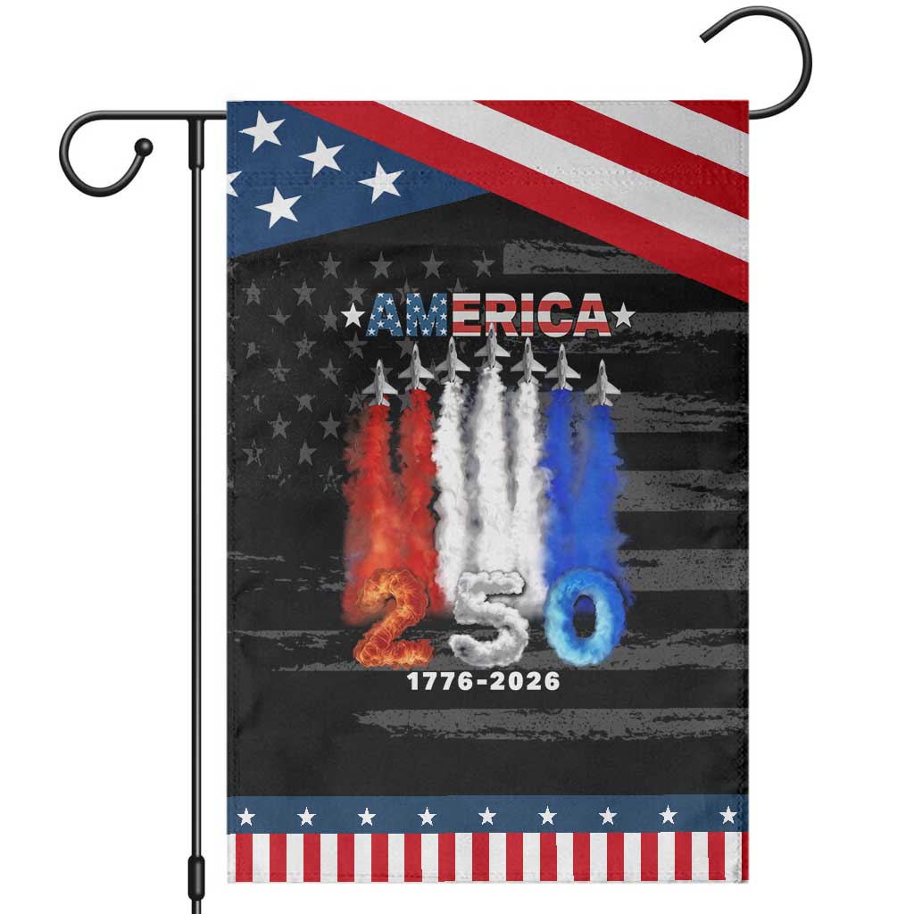 Patriotic Fighter Jets Garden Flag USA 250 Years Of Freedom TS12 Distressed Black Blue Print Your Wear