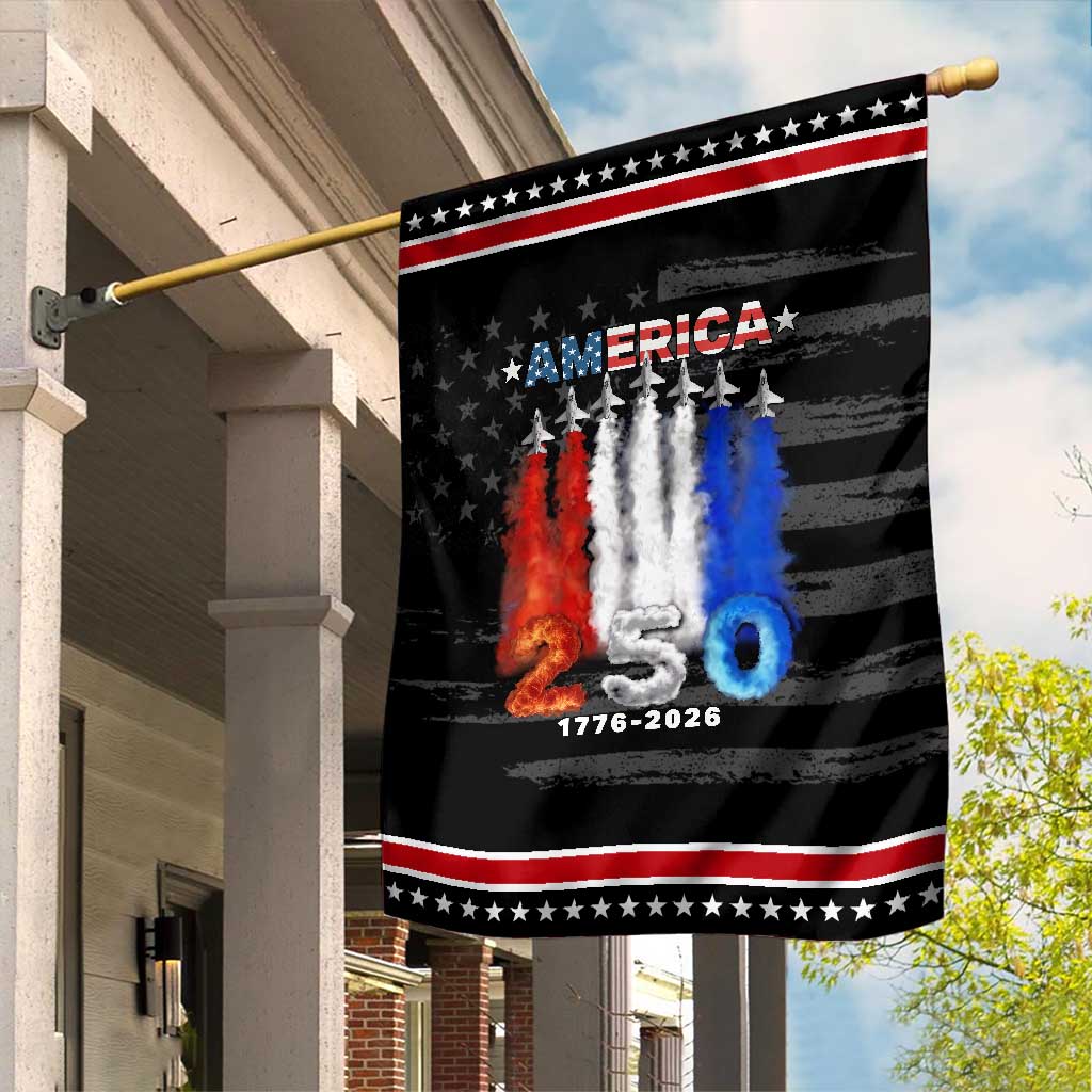 Patriotic Fighter Jets Garden Flag USA 250 Years Of Freedom TS12 Distressed Black Red Print Your Wear