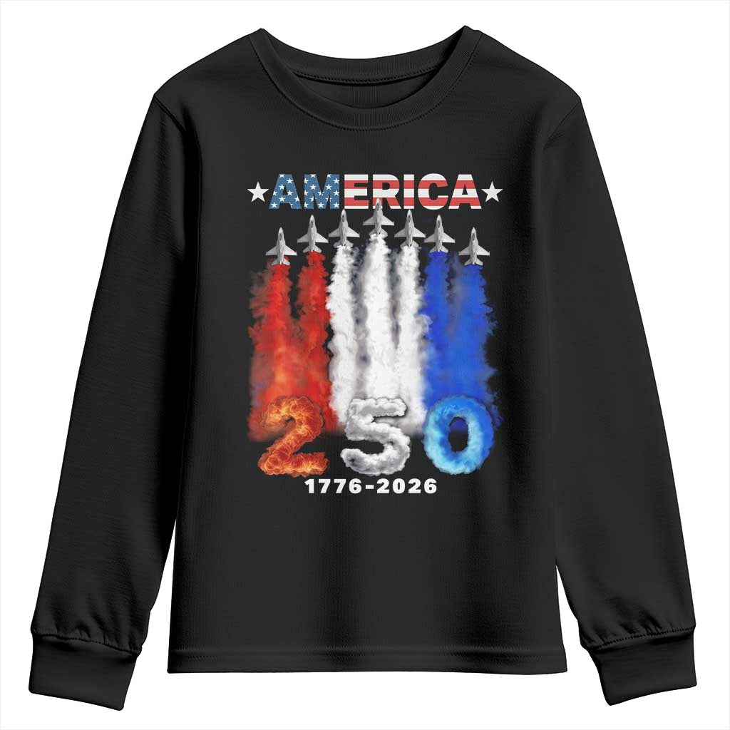 Patriotic Fighter Jets Youth Sweatshirt USA 250 Years Of Freedom TS12 Black Print Your Wear
