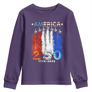 Patriotic Fighter Jets Youth Sweatshirt USA 250 Years Of Freedom TS12 Purple Print Your Wear