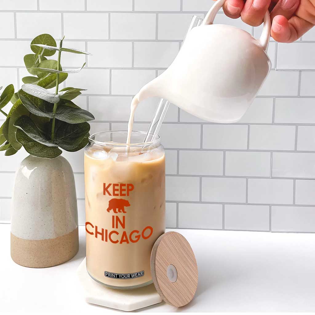 Keep Bear In Chicago CFB Glass Can Gift For Sports Fan TS12 Print Your Wear
