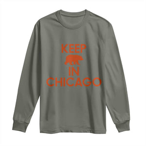Keep Bear In Chicago CFB Long Sleeve Shirt Gift For Sports Fan TS12 Military Green Print Your Wear