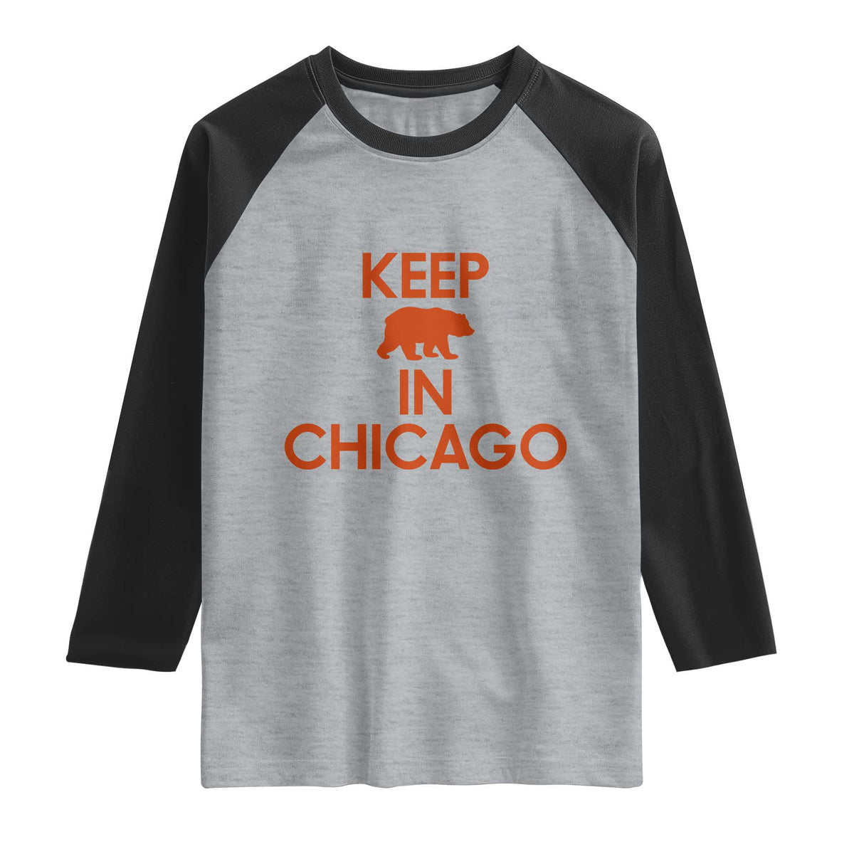 Keep Bear In Chicago CFB Raglan Shirt Gift For Sports Fan TS12 Heather Gray Black Print Your Wear