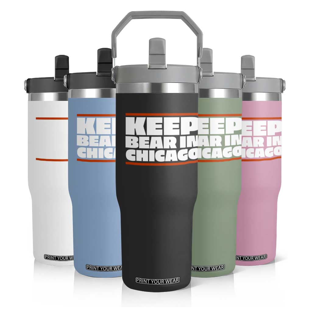 Keep Bear In Chicago CFB Flip Straw Tumbler Funny Football Fan Pride TS12 Print Your Wear