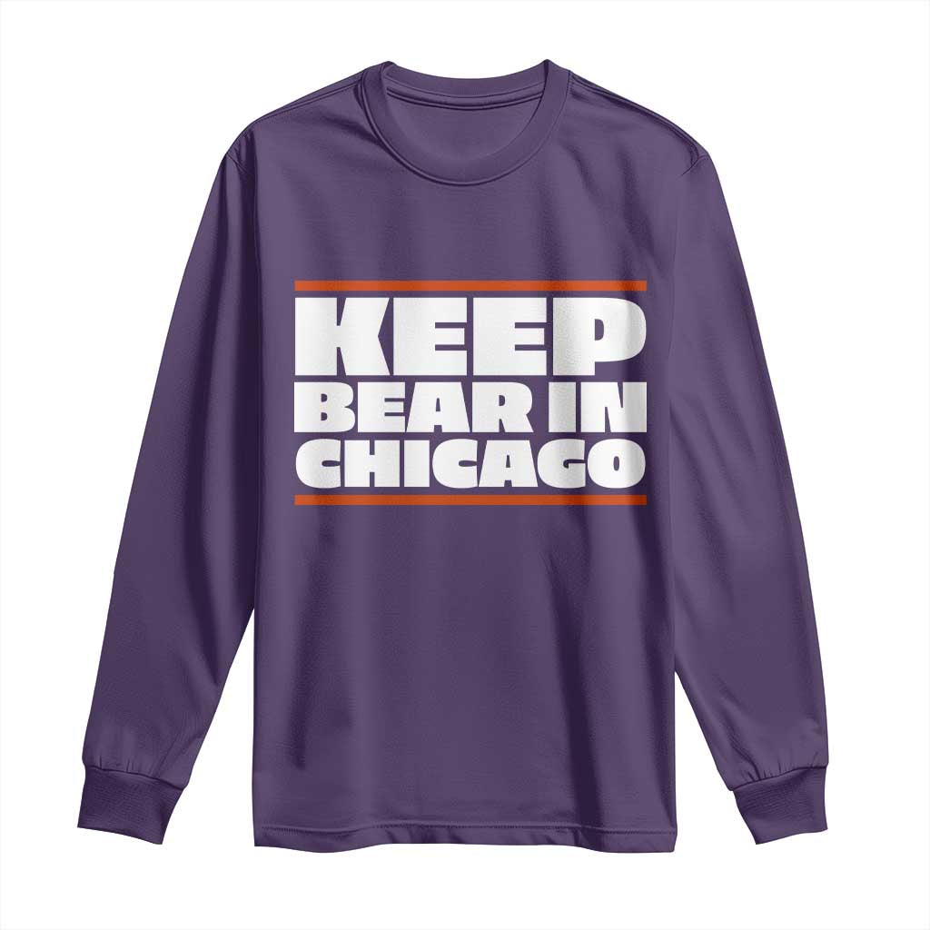 Keep Bear In Chicago CFB Long Sleeve Shirt Funny Football Fan Pride TS12 Purple Print Your Wear