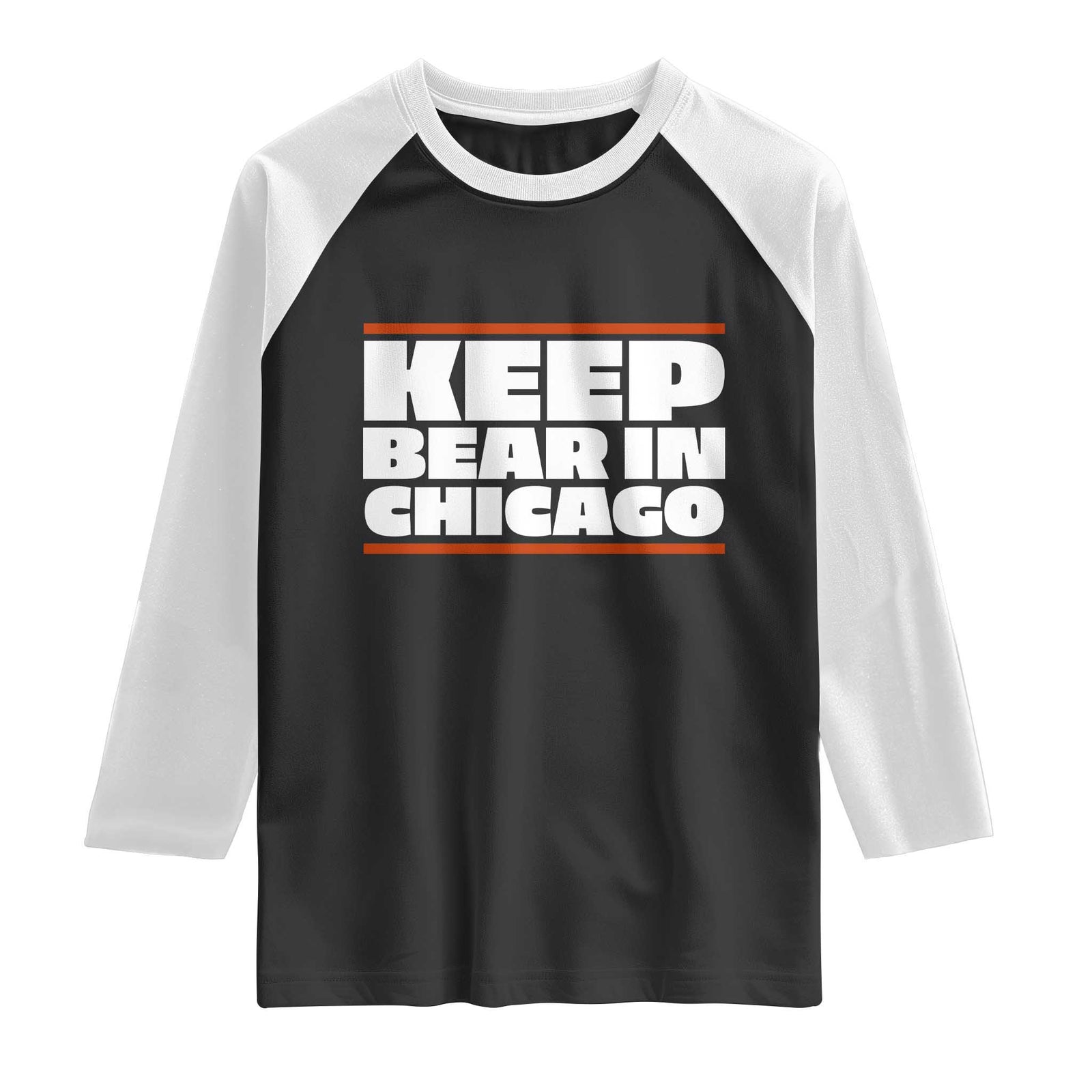 Keep Bear In Chicago CFB Raglan Shirt Funny Football Fan Pride TS12 Black White Print Your Wear