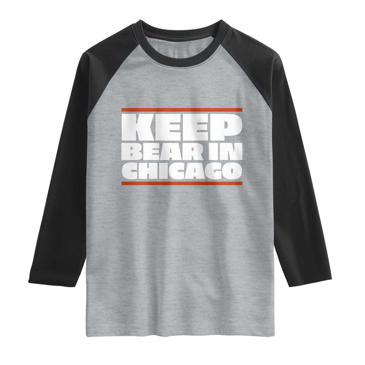 Keep Bear In Chicago CFB Raglan Shirt Funny Football Fan Pride TS12 Heather Gray Black Print Your Wear
