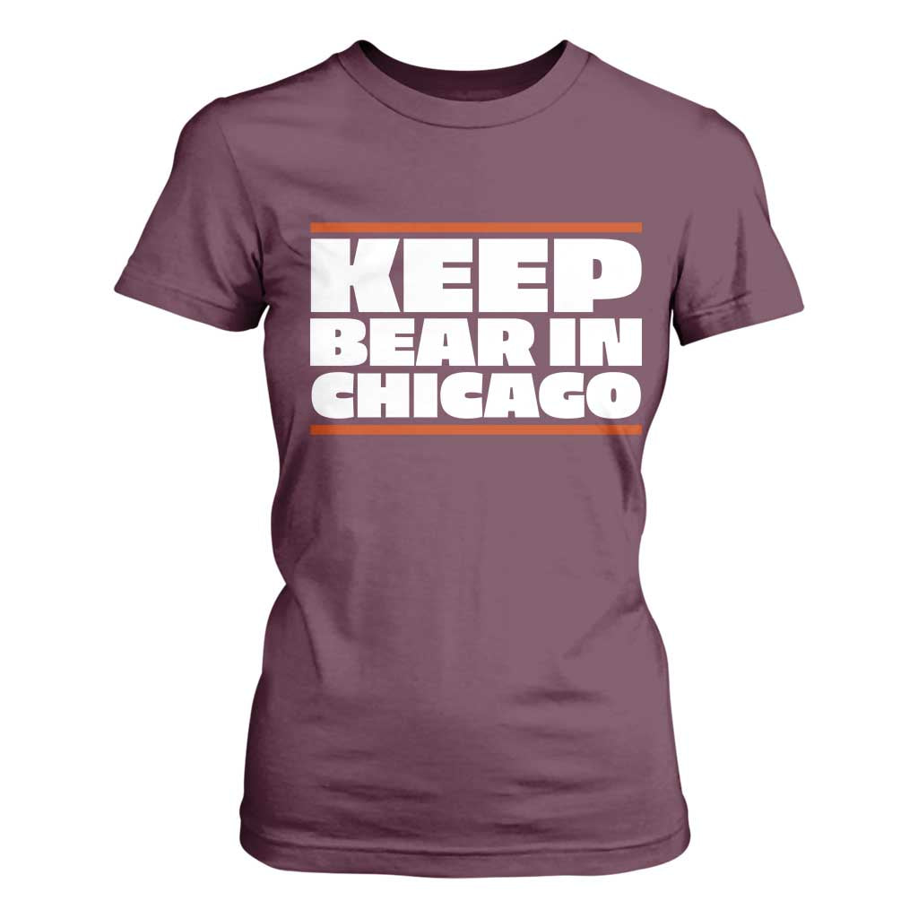 Keep Bear In Chicago CFB T Shirt For Women Funny Football Fan Pride TS12 Maroon Print Your Wear