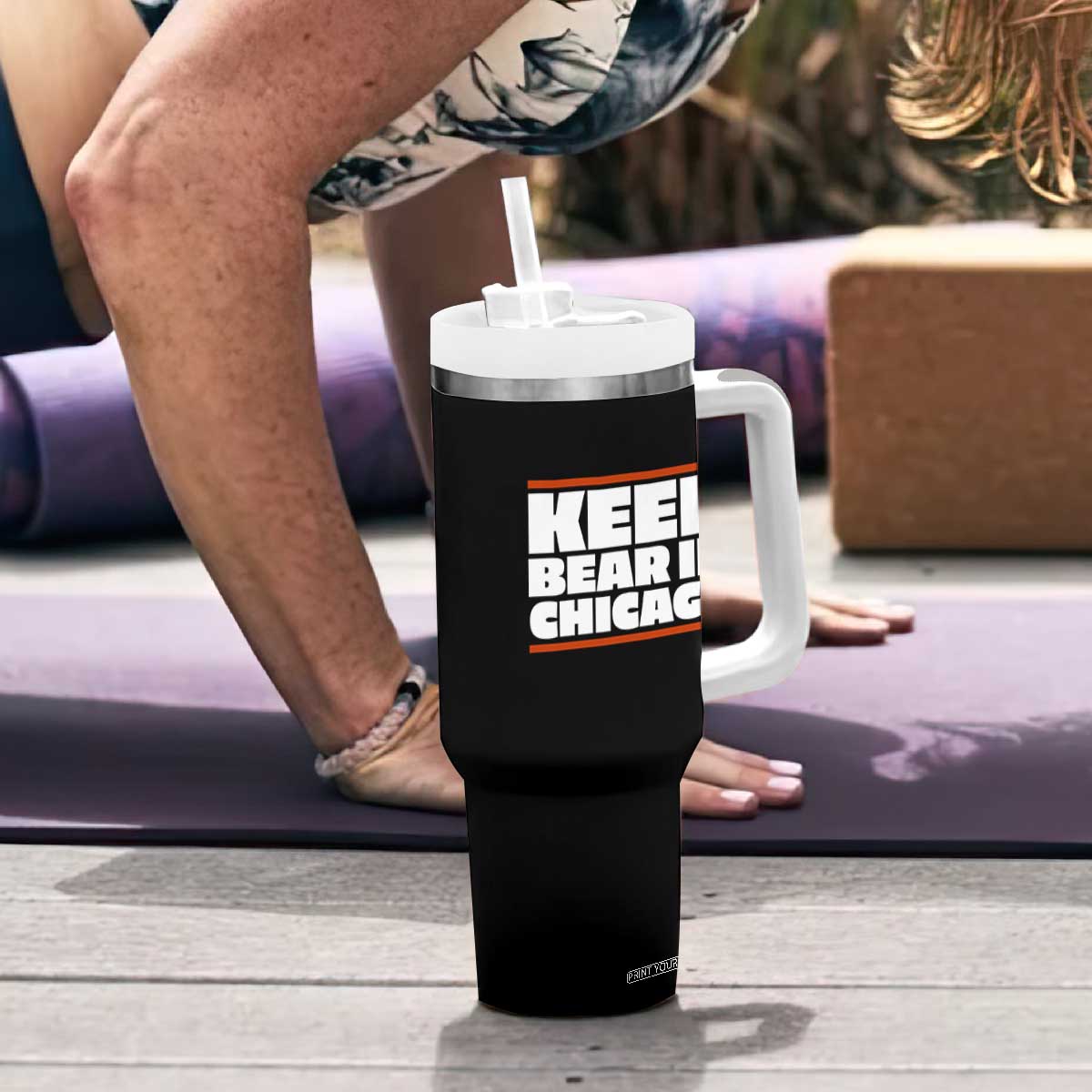 Keep Bear In Chicago CFB Tumbler With Handle Funny Football Fan Pride TS12 Print Your Wear
