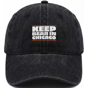 Keep Bear In Chicago CFB Washed Cotton Baseball Cap Funny Football Fan Pride TS12 Print Your Wear