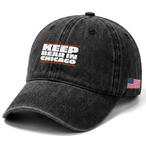 Keep Bear In Chicago CFB Washed Cotton Baseball Cap Funny Football Fan Pride TS12 Print Your Wear