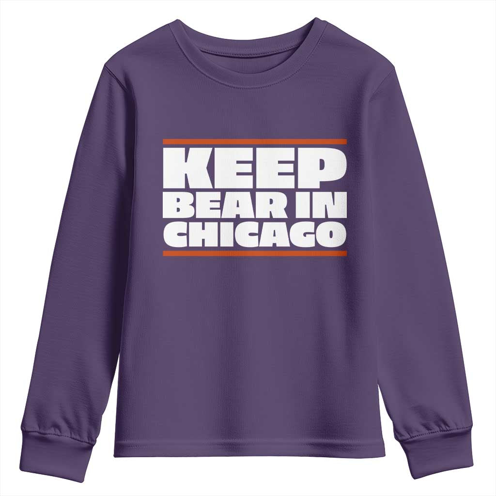 Keep Bear In Chicago CFB Youth Sweatshirt Funny Football Fan Pride TS12 Purple Print Your Wear