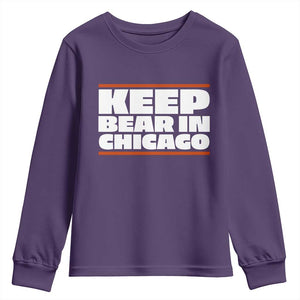 Keep Bear In Chicago CFB Youth Sweatshirt Funny Football Fan Pride TS12 Purple Print Your Wear