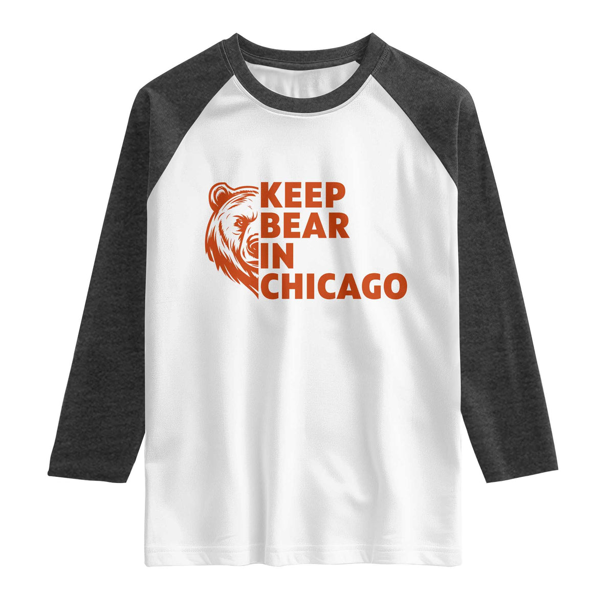 Keep Bear In Chicago CFB Raglan Shirt Gift For Sports Lovers TS12 White Heather Charcoal Print Your Wear