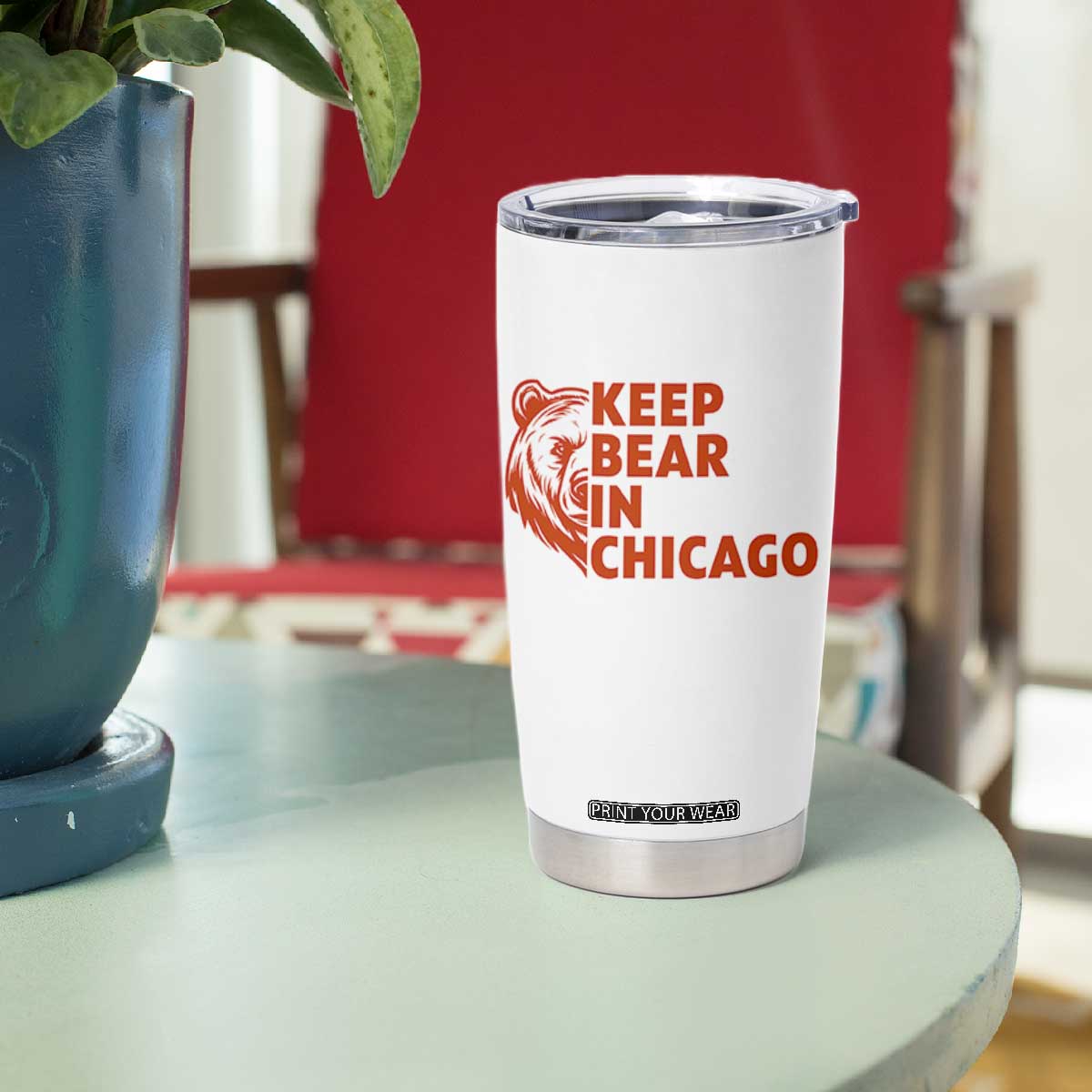 Keep Bear In Chicago CFB Tumbler Cup Gift For Sports Lovers TS12 Print Your Wear