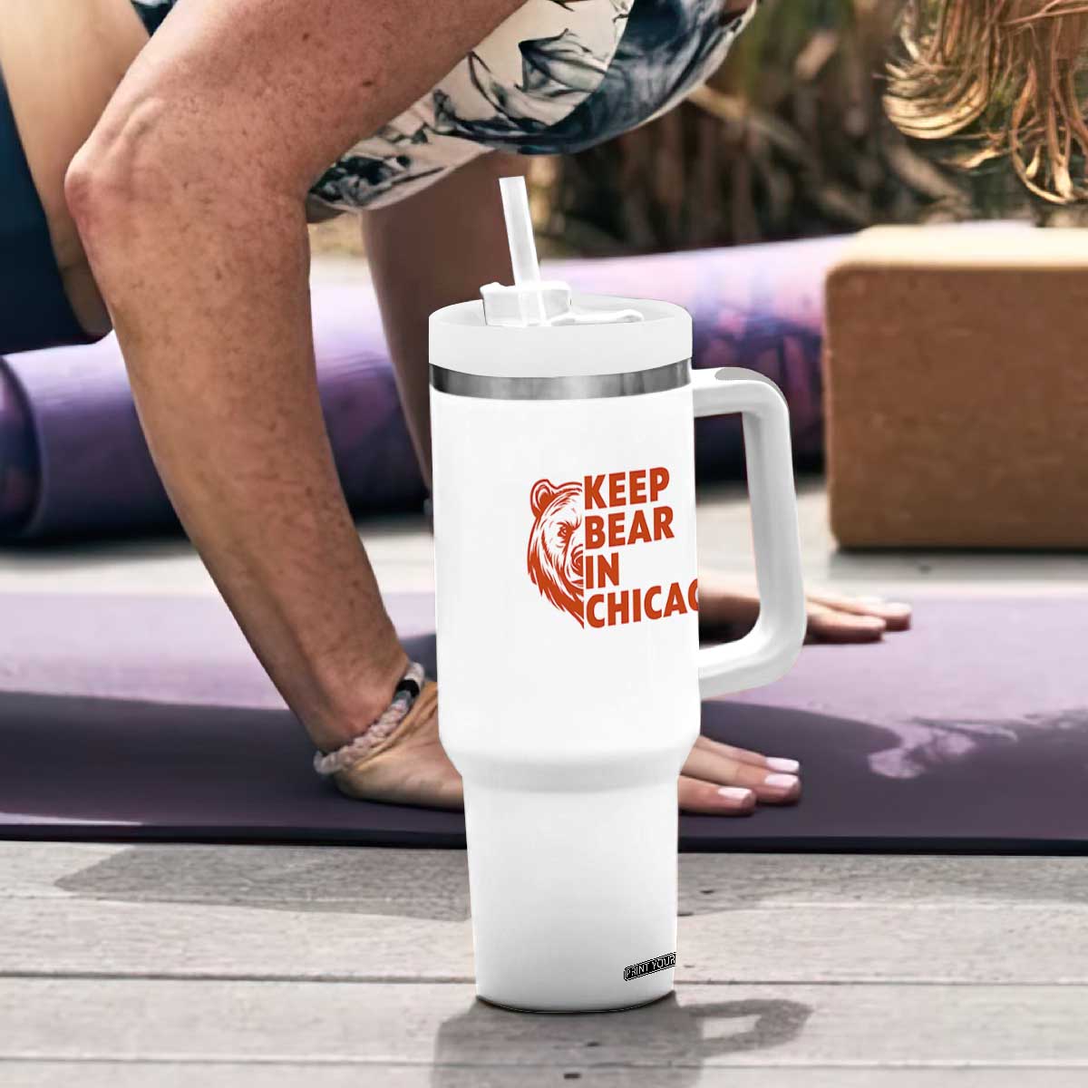 Keep Bear In Chicago CFB Tumbler With Handle Gift For Sports Lovers TS12 Print Your Wear