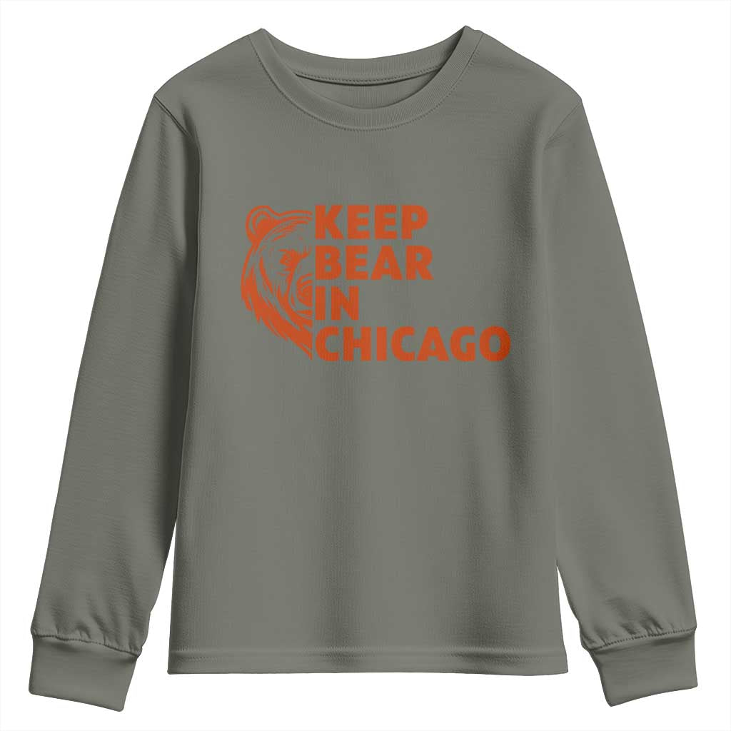 Keep Bear In Chicago CFB Youth Sweatshirt Gift For Sports Lovers TS12 Military Green Print Your Wear