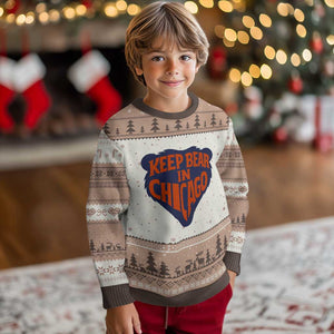Keep Bear In Chicago CFB Ugly Christmas Sweater Gift For Football Lovers TS12 Mocha Mousse Print Your Wear
