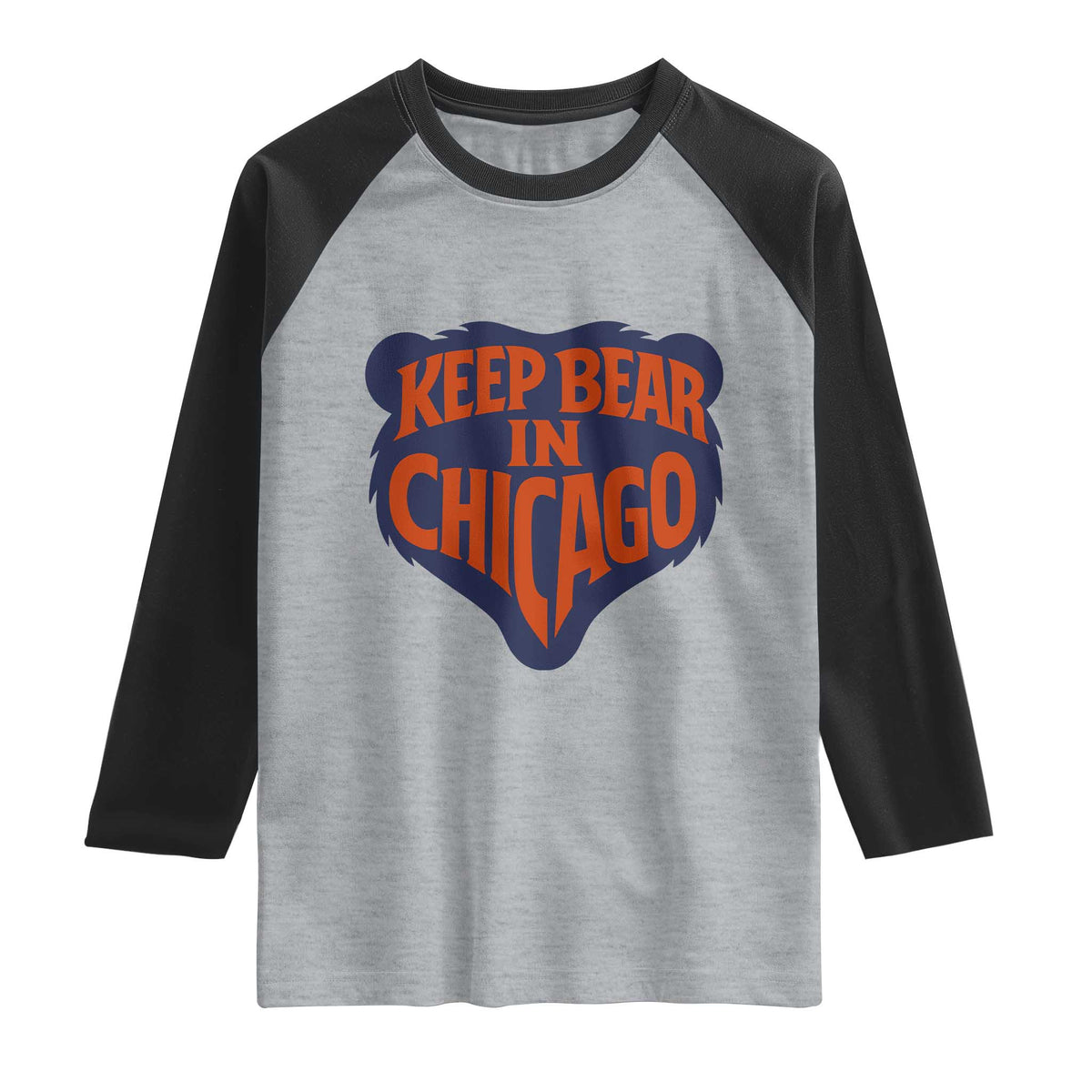 Keep Bear In Chicago CFB Raglan Shirt Gift For Football Lovers TS12 Heather Gray Black Print Your Wear