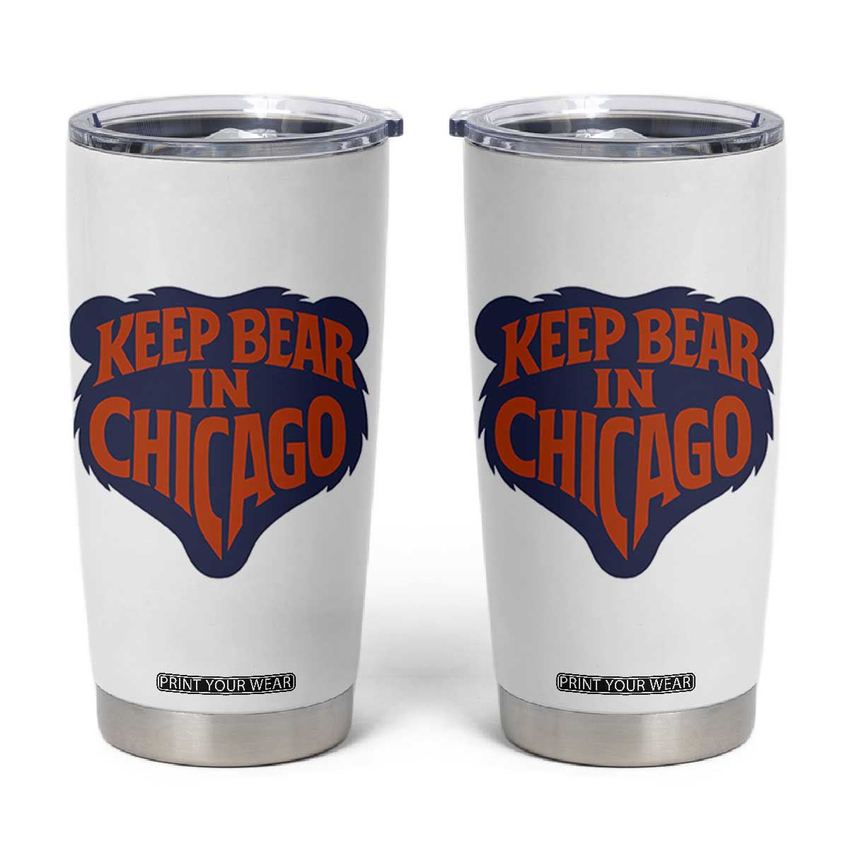 Keep Bear In Chicago CFB Tumbler Cup Gift For Football Lovers TS12 White Print Your Wear