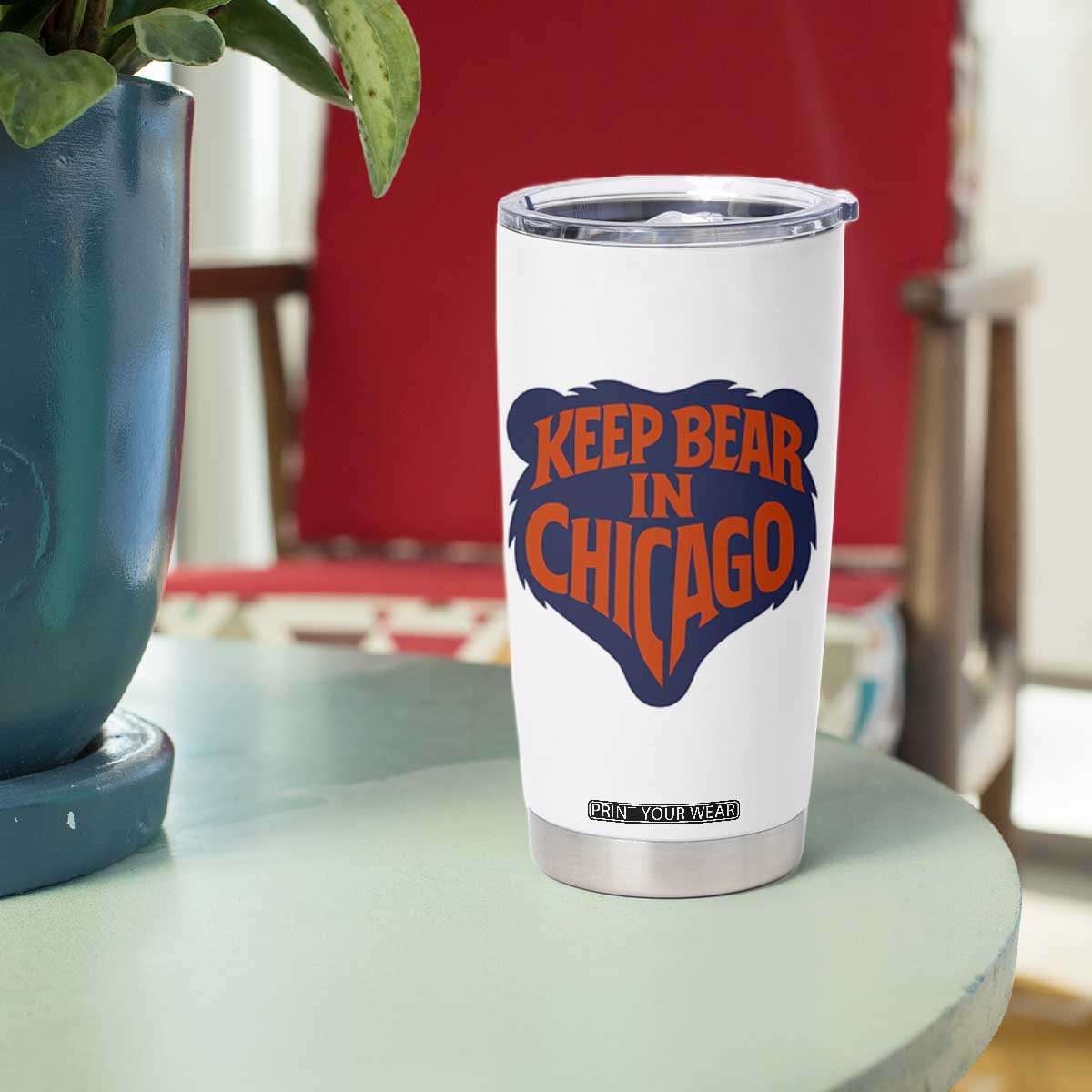 Keep Bear In Chicago CFB Tumbler Cup Gift For Football Lovers TS12 Print Your Wear