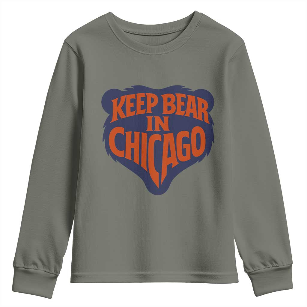 Keep Bear In Chicago CFB Youth Sweatshirt Gift For Football Lovers TS12 Military Green Print Your Wear