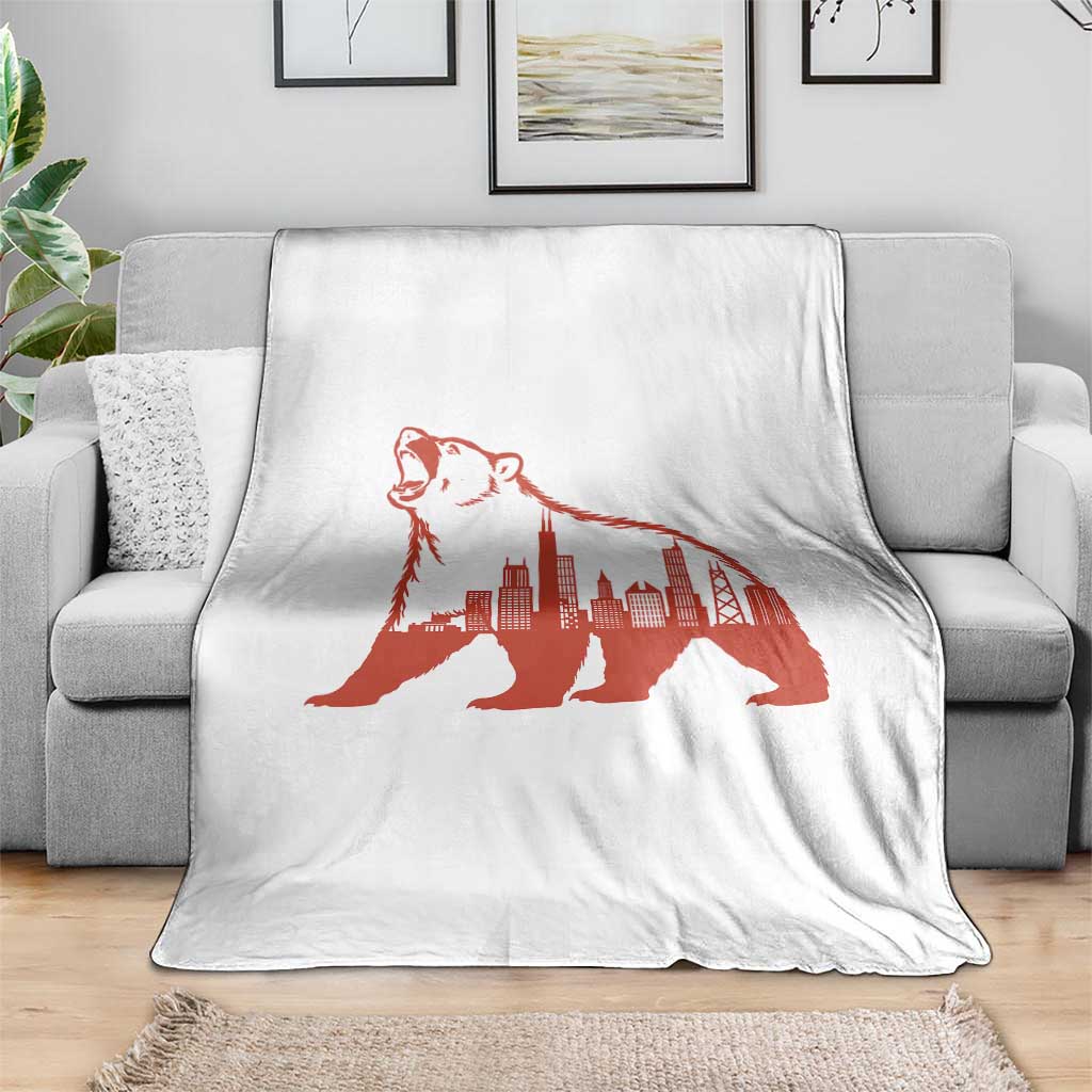 Chicago Skyline Bear Throw Blanket Urban Streetwear Gift TS12 Print Your Wear