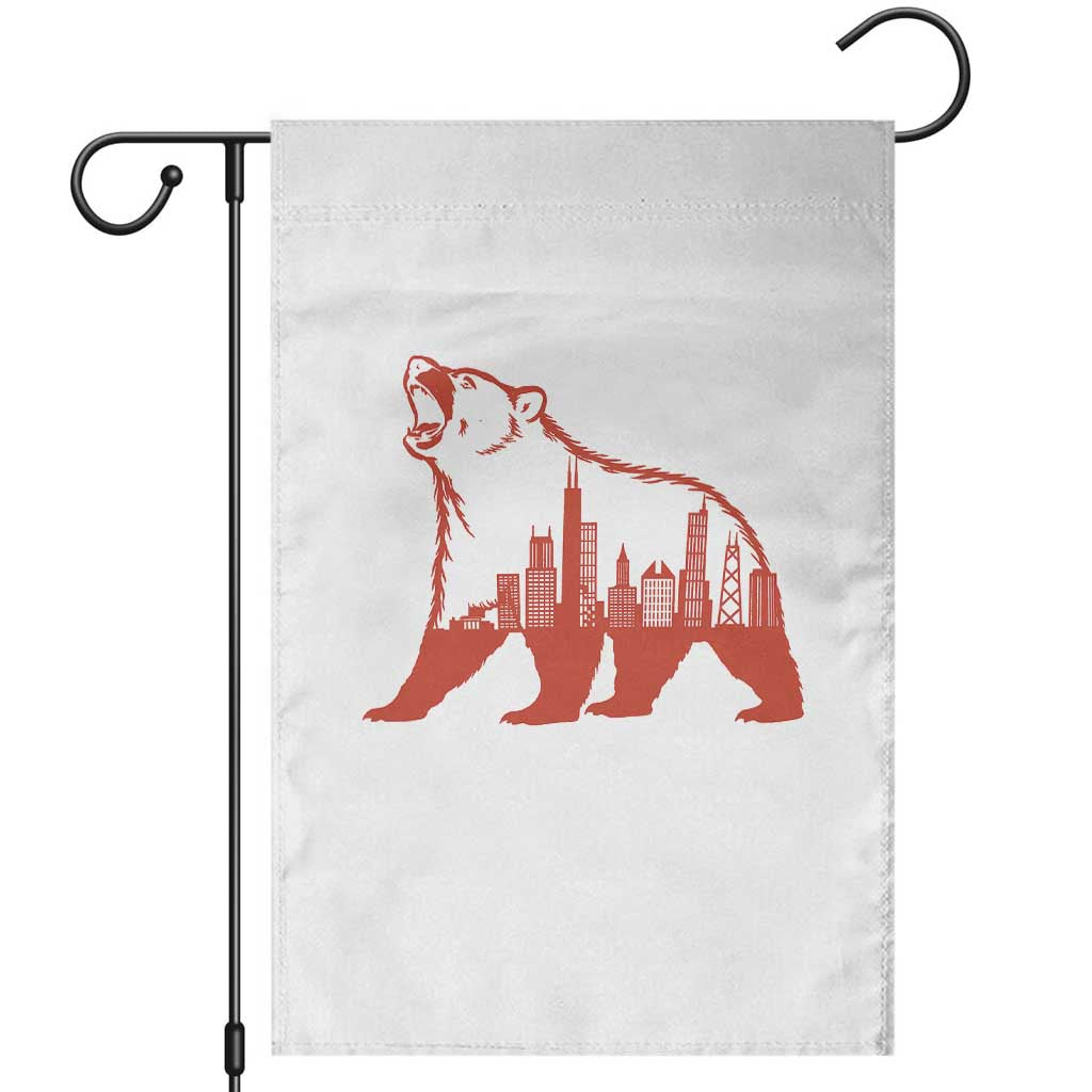 Chicago Skyline Bear Garden Flag Urban Streetwear Gift TS12 White Print Your Wear