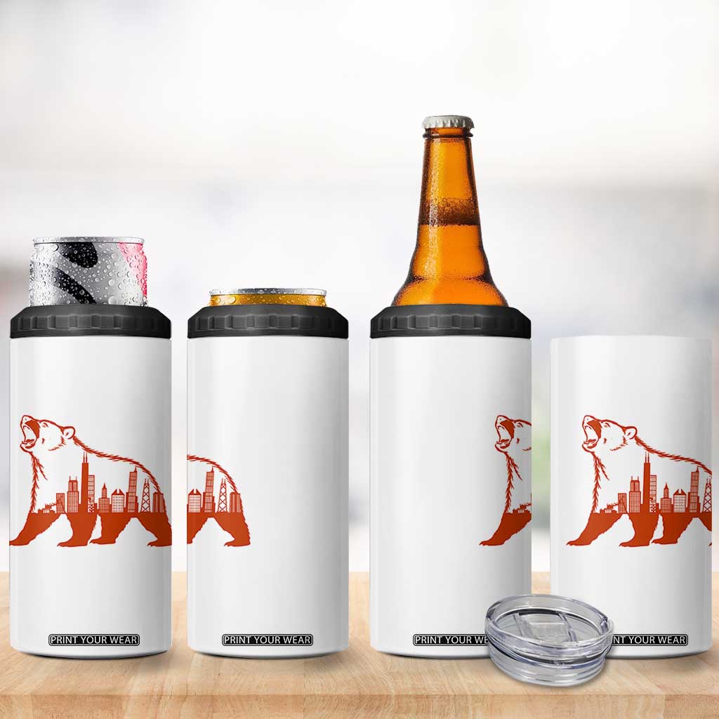 Chicago Skyline Bear 4 in 1 Can Cooler Tumbler Urban Streetwear Gift TS12 Print Your Wear