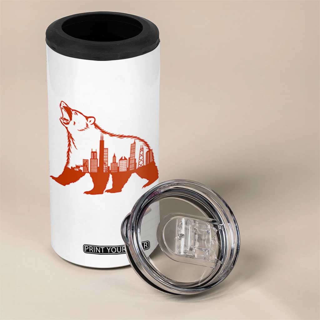 Chicago Skyline Bear 4 in 1 Can Cooler Tumbler Urban Streetwear Gift TS12 Print Your Wear