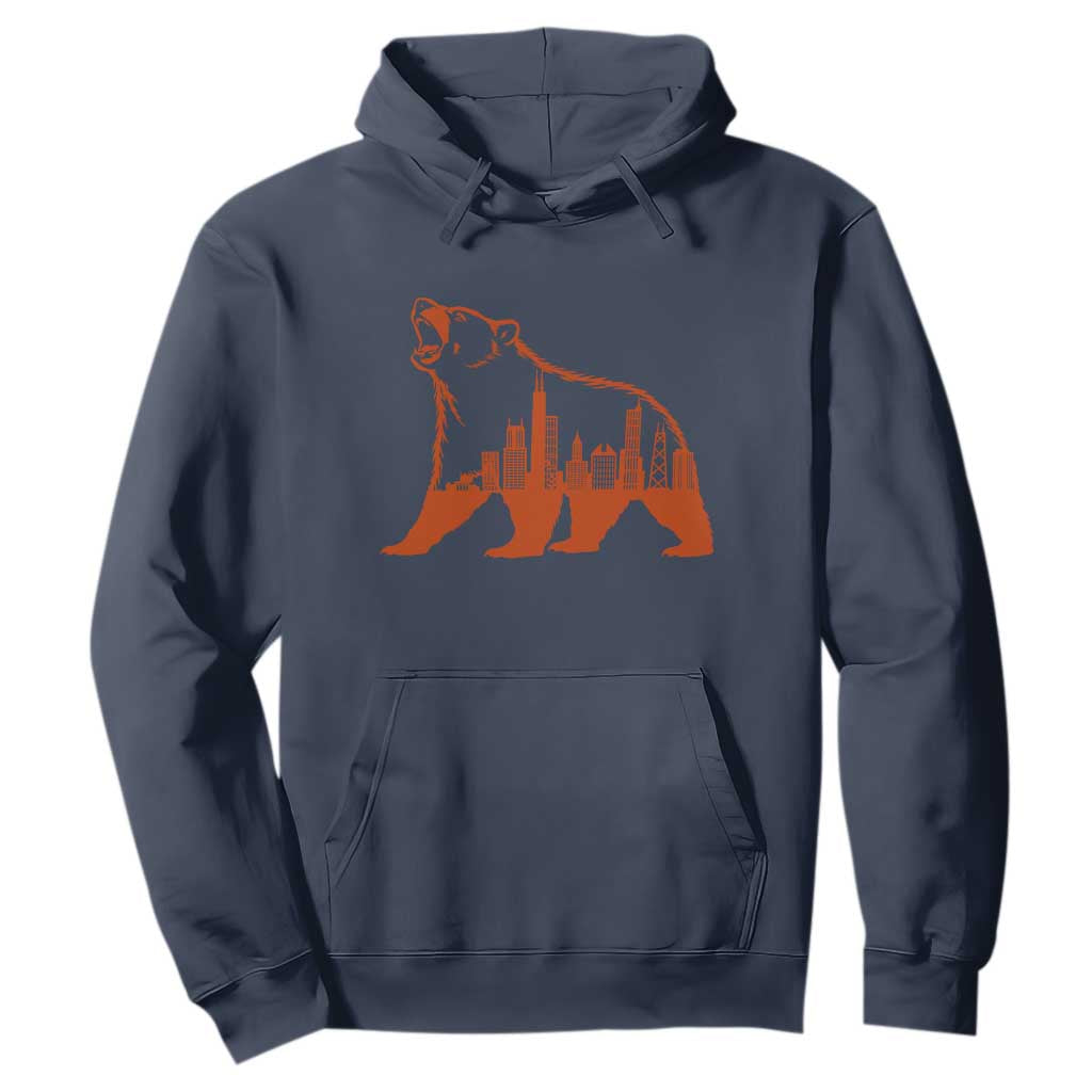 Chicago Skyline Bear Hoodie Urban Streetwear Gift TS12 Navy Print Your Wear