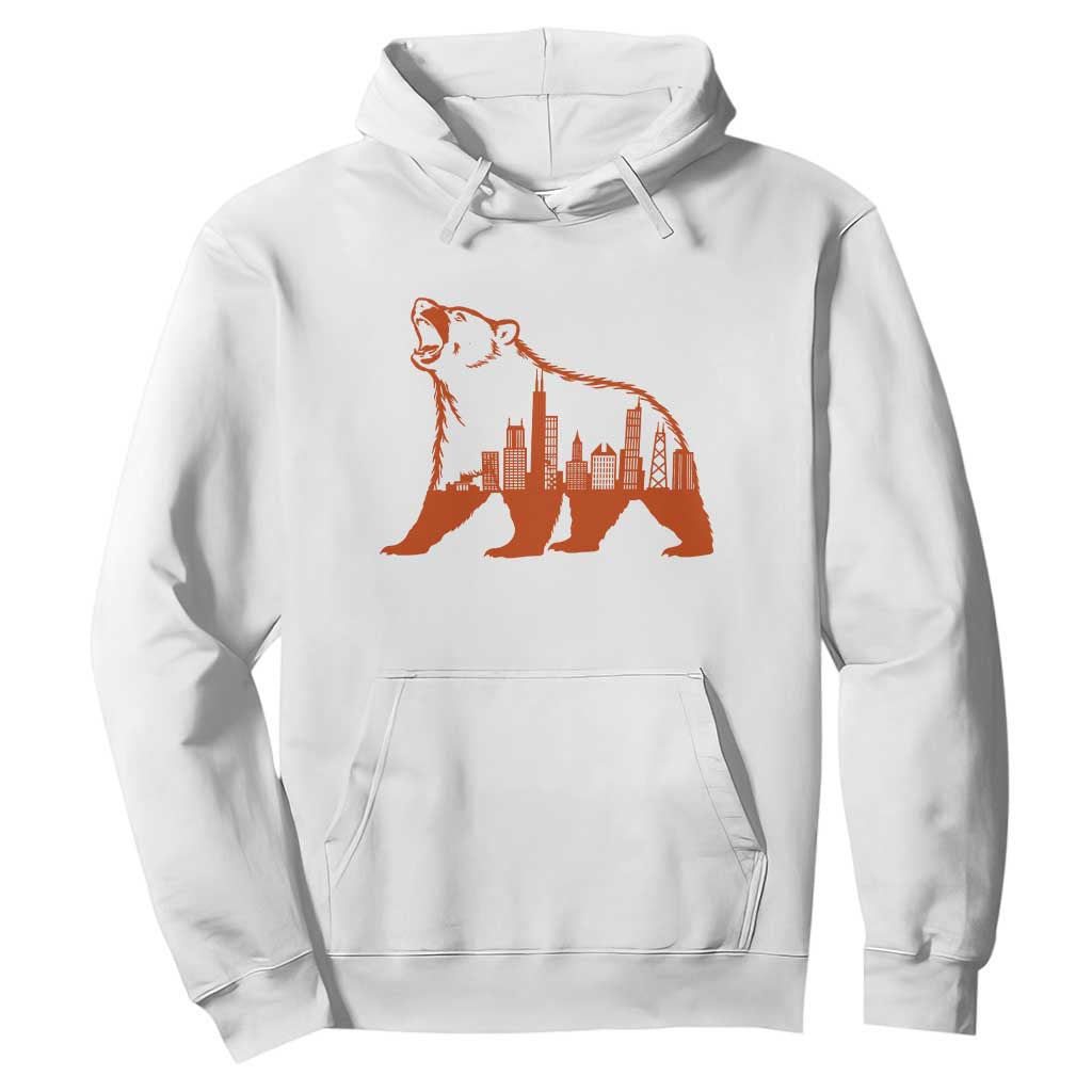 Chicago Skyline Bear Hoodie Urban Streetwear Gift TS12 White Print Your Wear