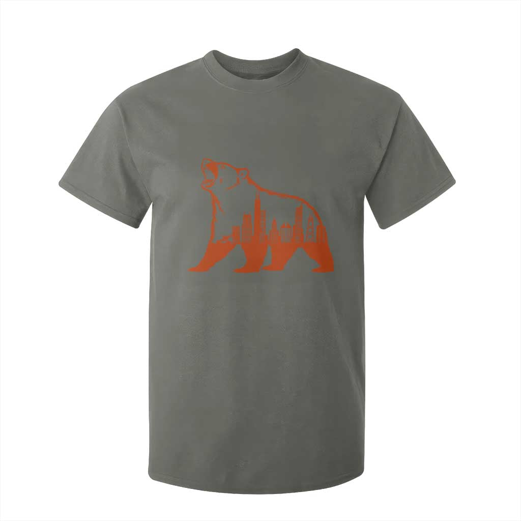 Chicago Skyline Bear T Shirt For Kid Urban Streetwear Gift TS12 Military Green Print Your Wear