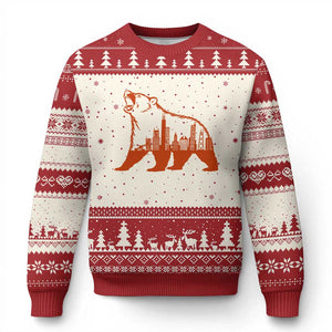 Chicago Skyline Bear Ugly Christmas Sweater Urban Streetwear Gift TS12 Beige Red Print Your Wear
