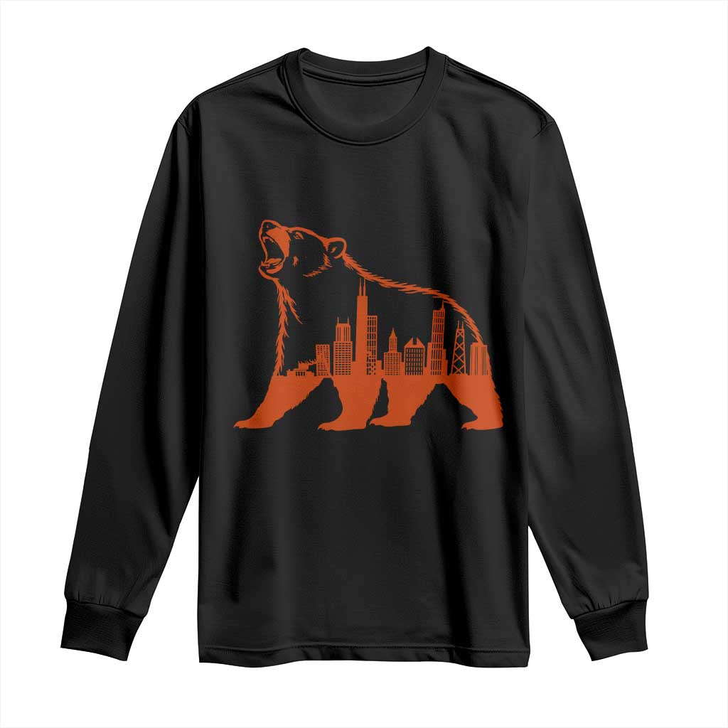 Chicago Skyline Bear Long Sleeve Shirt Urban Streetwear Gift TS12 Black Print Your Wear