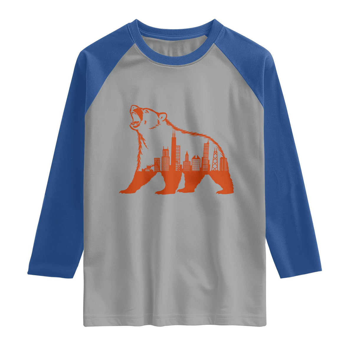 Chicago Skyline Bear Raglan Shirt Urban Streetwear Gift TS12 Sport Gray Royal Print Your Wear