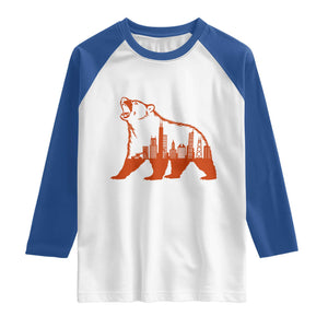 Chicago Skyline Bear Raglan Shirt Urban Streetwear Gift TS12 White Royal Print Your Wear